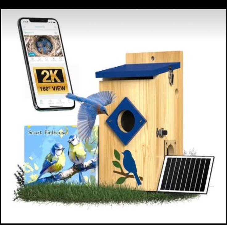 Smart Bird House with Camera Solar Powered,Isolated Camera Bay & Bird-Safe Va...