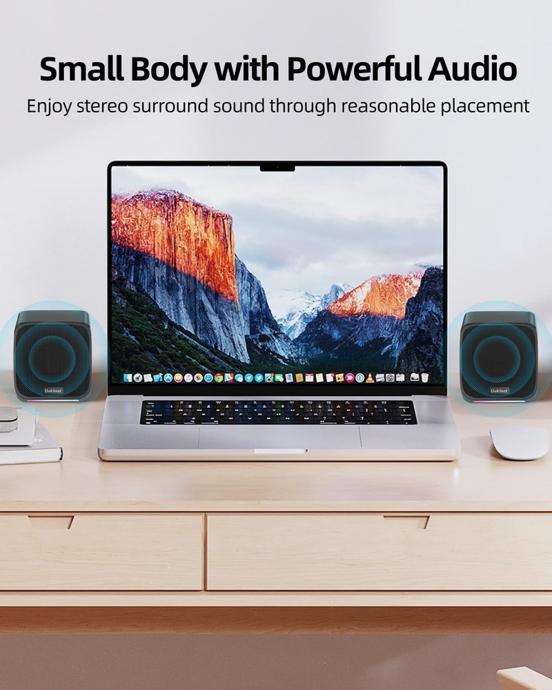 Computer Speakers for Desktop PC, Desktop Speaker USB Powered 3.5mm Aux Speaker