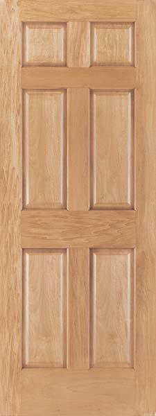 6 Panel Raised Red Oak Traditional Stain Grade Solid Core Interior Doors - Slabs