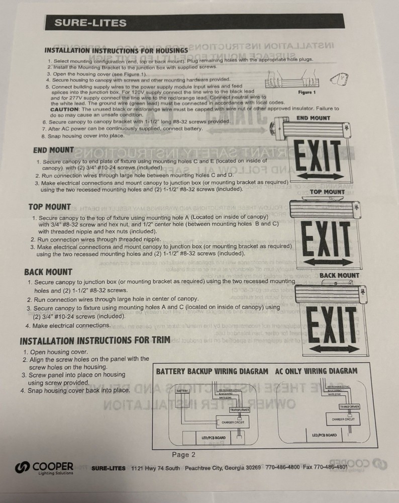 Cooper Lighting solutions ECHX1STAR Exit Right Arrow Chicago Approved, Right NEW