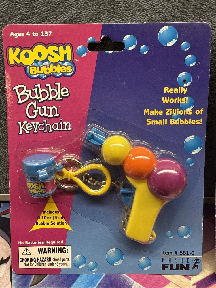 Vintage KOOSH Bubble Gun Keychain 1999 Basic Fun Sealed New Nostalgia