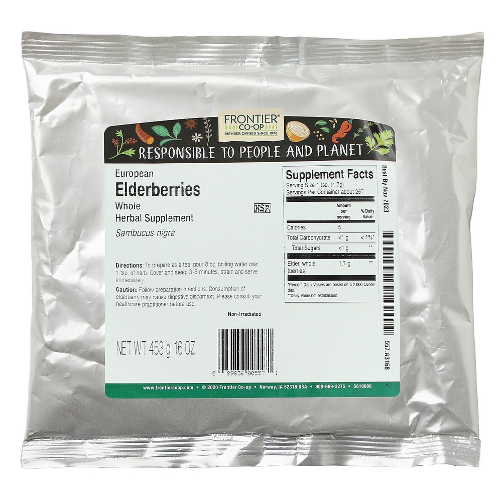 Whole European Elderberries, 16 oz (453 g)
