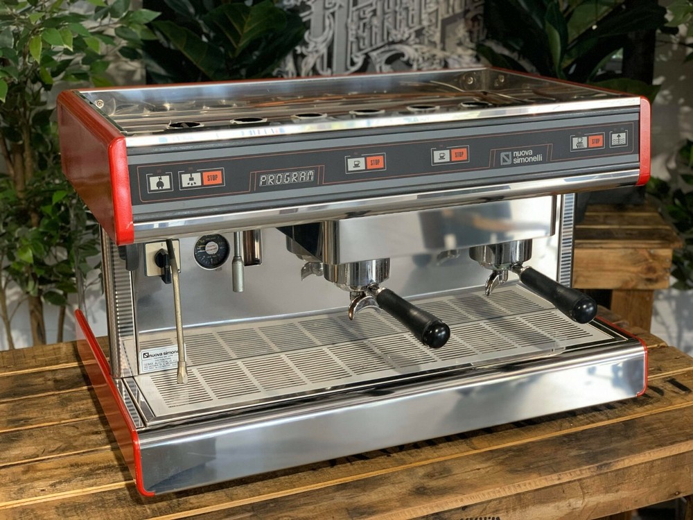 NUOVA SIMONELLI PROGRAM SEMI AUTOMATIC 2 GROUP RED ESPRESSO COFFEE MACHINE CAFE