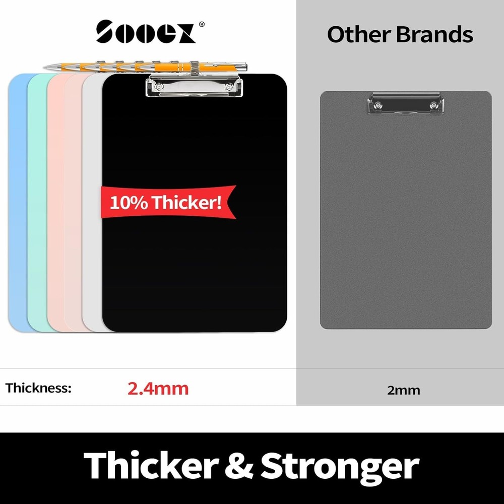 Smooth Writing Surface Clipboard, Strong Plastic with 100 Sheet Capacity - Black