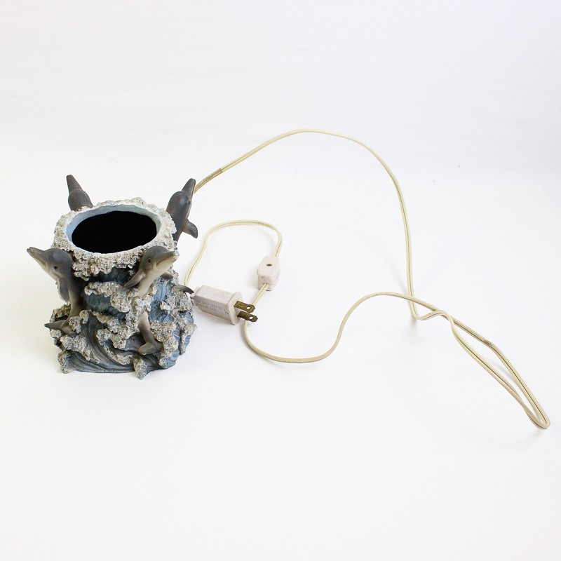 Leaping Dolphins Ceramic Desk Light/Nightlight 6" Circular