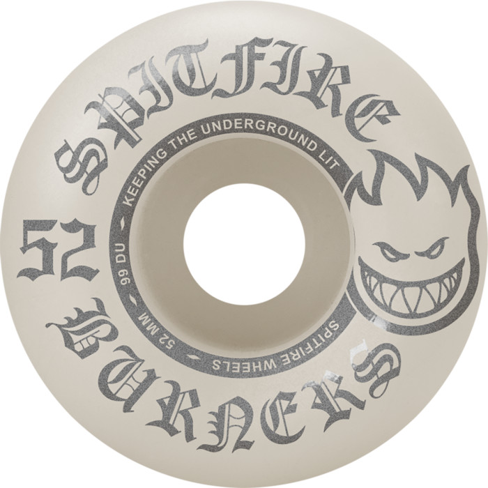52mm Spitfire Wheels Burners 99A Wheels White/Silver
