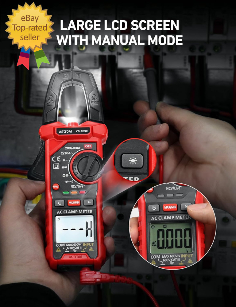 Digital Clamp Meter Multimeter 2000 Counts Amp Voltage Tester Auto-Ranging