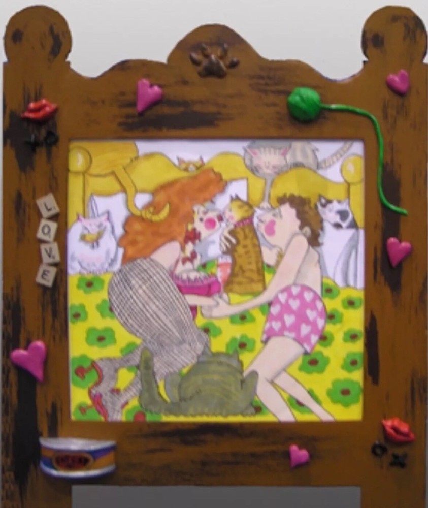 HAND PAINTED MAGGIE CO CANVAS WITH COORDINATING HAND PAINTED FRAME ..