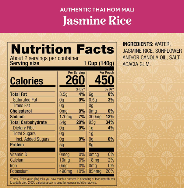 Authentic Thai Hom Mali White Jasmine Rice - Microwaveable Dinner Side Dish