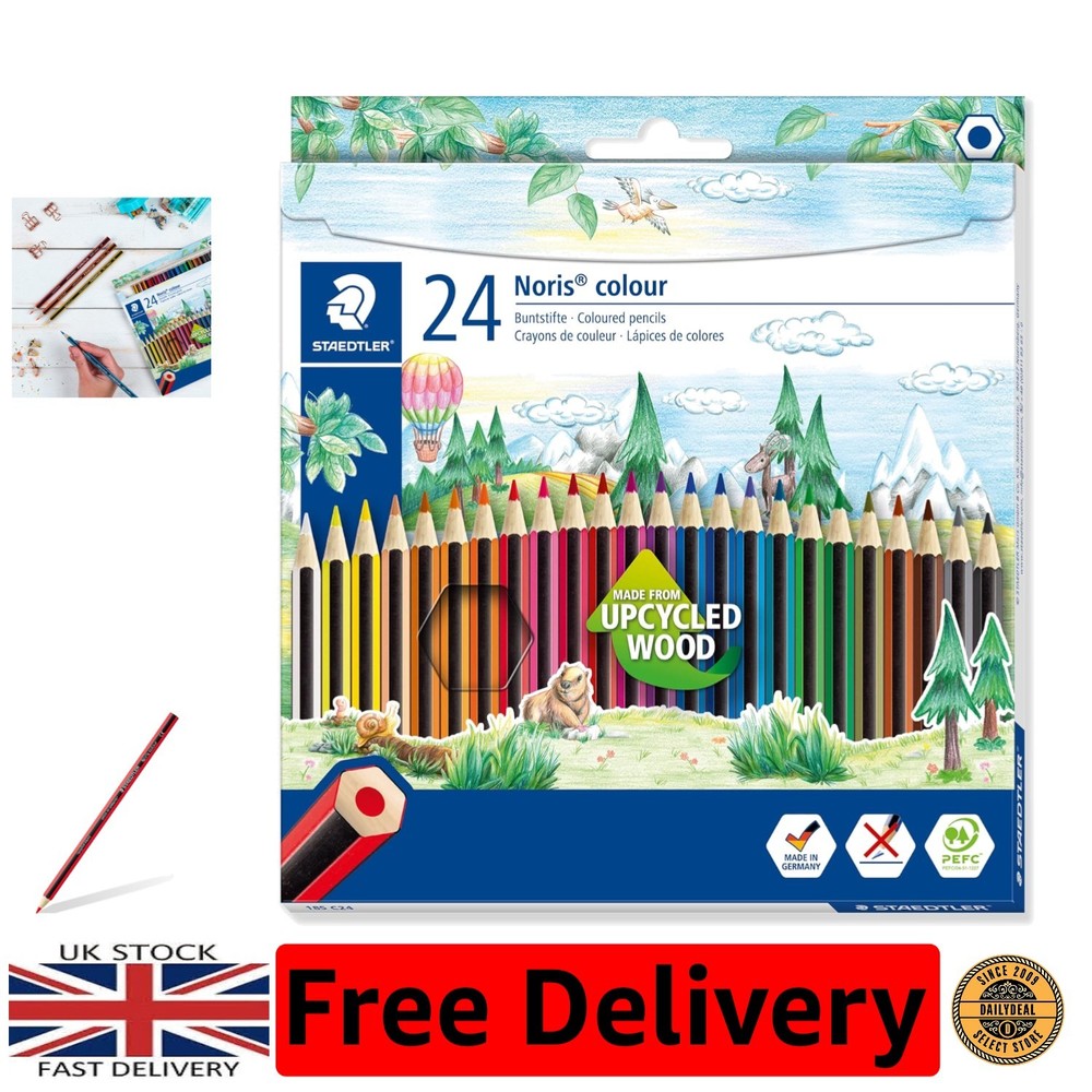 24 Assorted Color Pencils in Hexagonal Shape for Smooth Drawing & Sketching