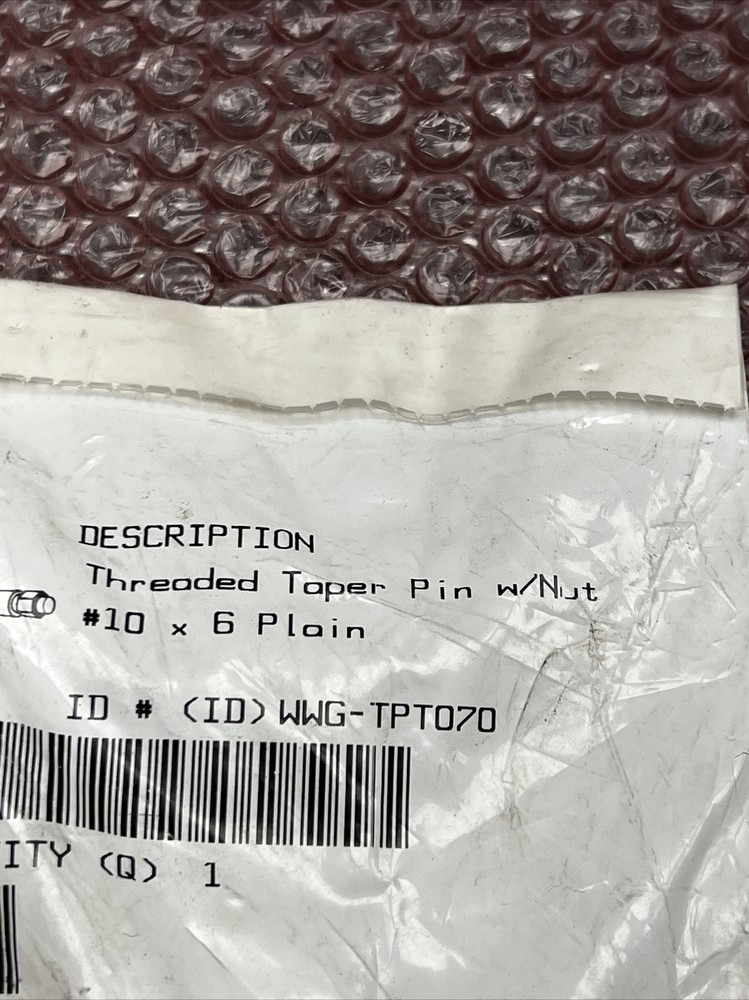 New Threaded Taper Pin With Nut #10 x 6 Plain 2LY88