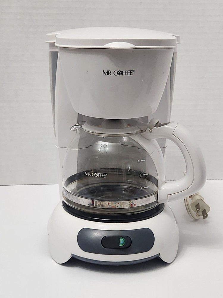 Mr. Coffee 4 Cup Mini Coffee Maker White Compact Tested Working