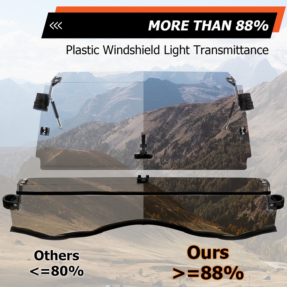 For Can-Am Scratch Resistant Full Flip Windshield 11-20 Commander 800/1000/Max