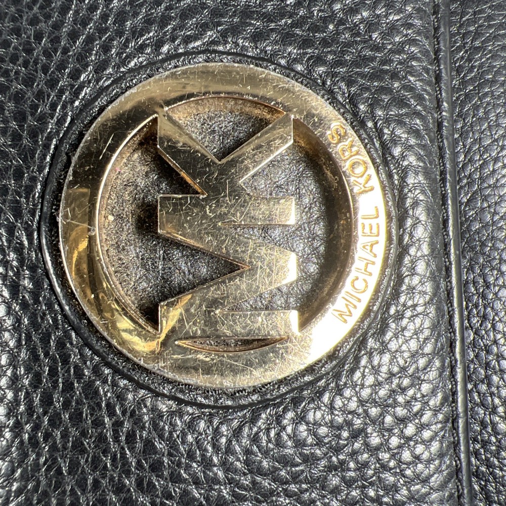 Michael Kors Black Pebbled Leather Envelope Wallet