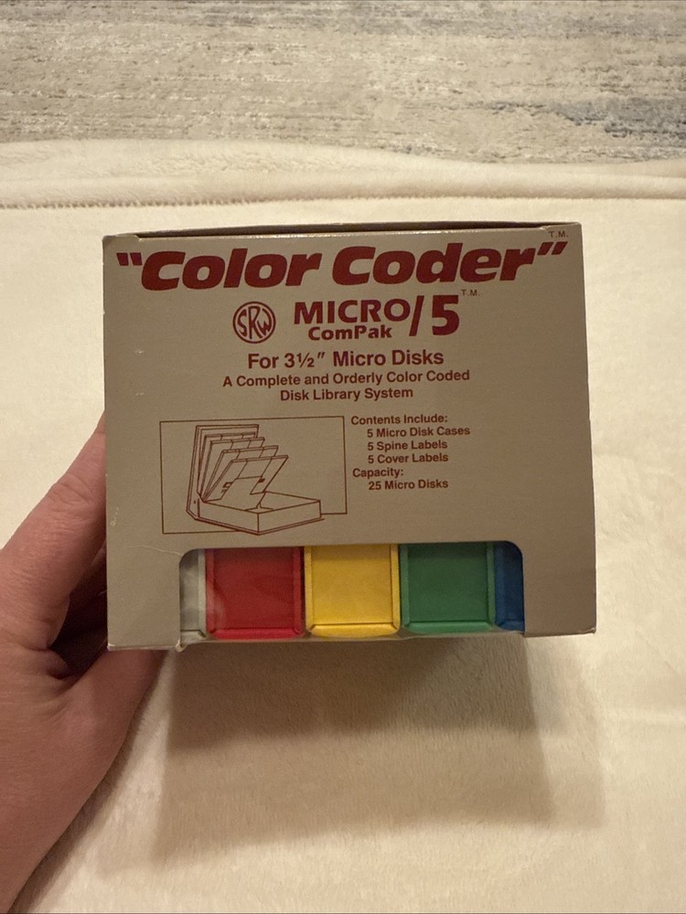 New In Box Floppy Disk Cube, Color Coder Library Case. Set Of 5