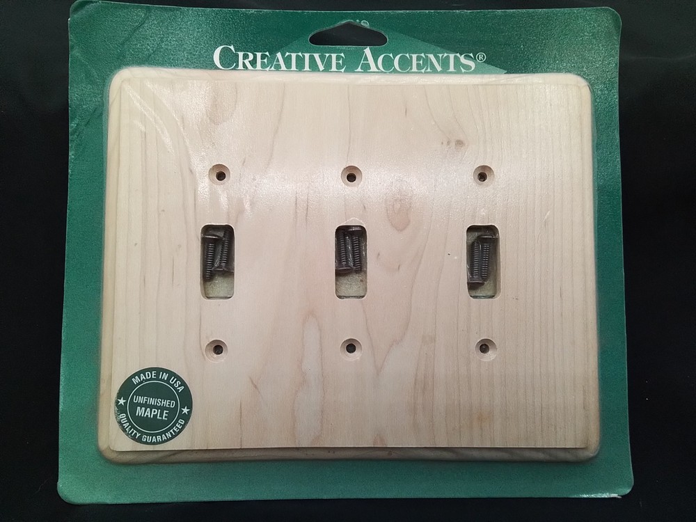 3 TOGGLE LIGHT SWITCH OUTLET UNFINISHED MAPLE WALLPLATE NEW JACKSON DEERFIELD