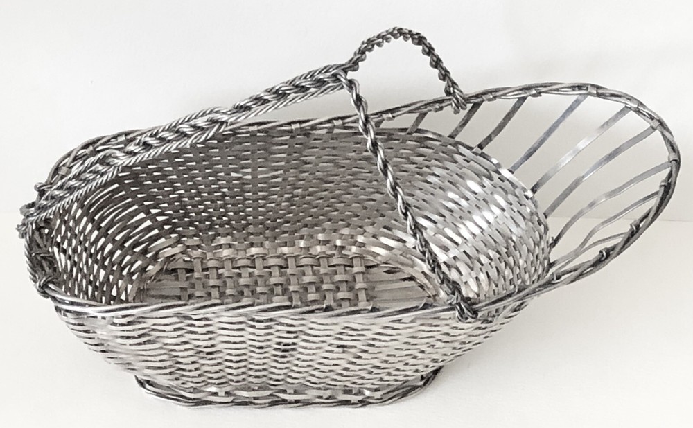 VTG ELEGANT SILVER MESH WEAVE TABLE WINE BOTTLE CADDY HOLDER DINING ENTERTAINING
