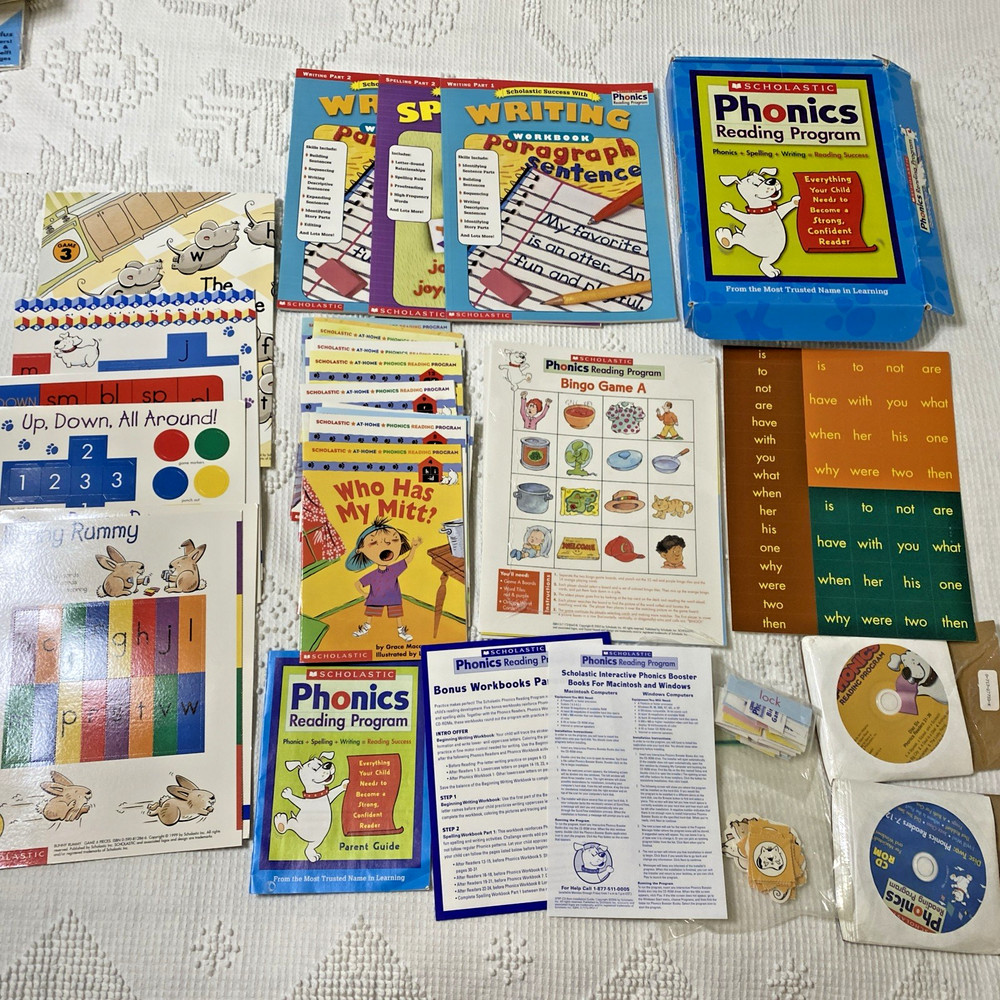 Scholastic Phonics Reading Program Games, Readers, Workbook Homeschool Lot