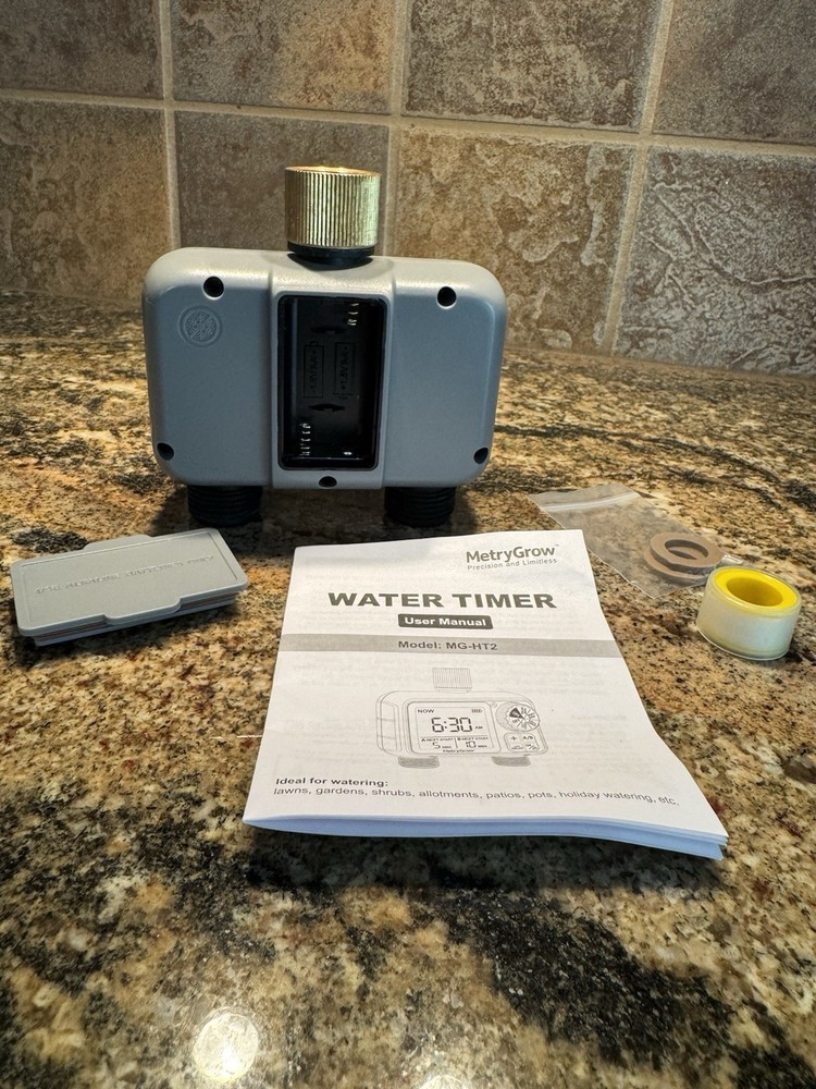 MetryGrow 2-outlet programmable water timer for automated watering