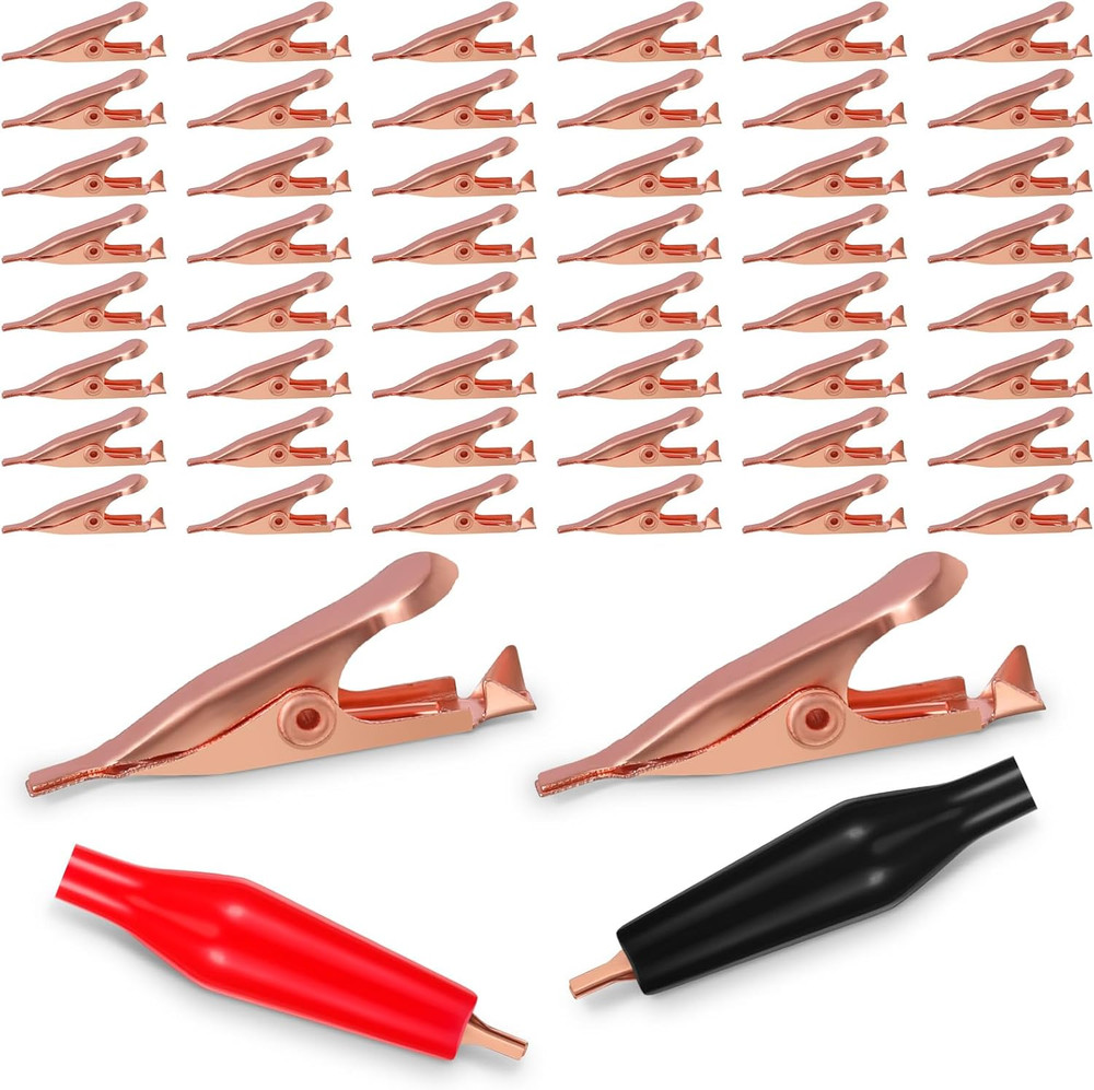 50 Pack Micro Toothless Alligator Test Clips Small Solid Copper Alligator Cli