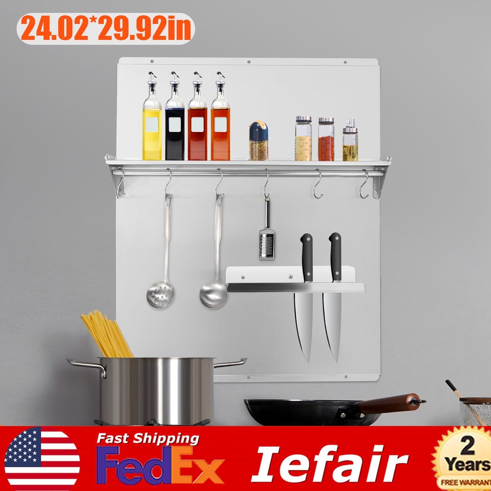 Range Backsplash Commercial Kitchen Stove Backsplash W/ Storage Shelf Wall Mount