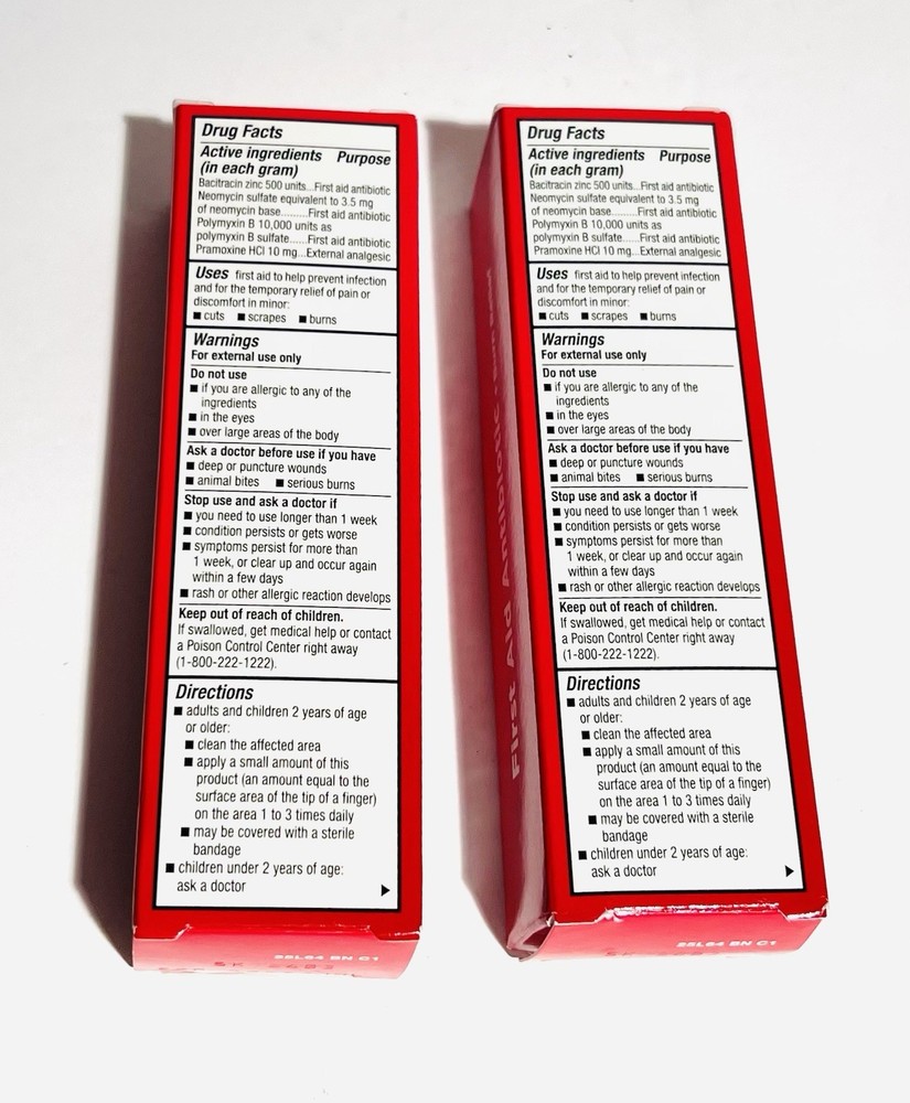 2 Pack Amazon Basic Care First Aid Antibiotic Ointment + Burn Relief 1 oz Each