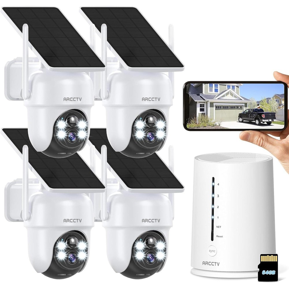 ARCCTV Wireless Solar Battery Powered Security Camera System Outdoor WiFi Audio