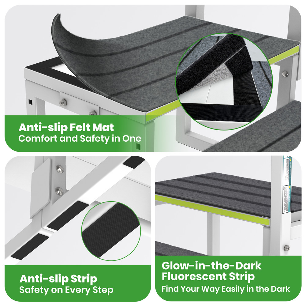 RV Steps with Handrail (26"-38"), Dual-Side Setup, Portable 2-Step RV Stairs