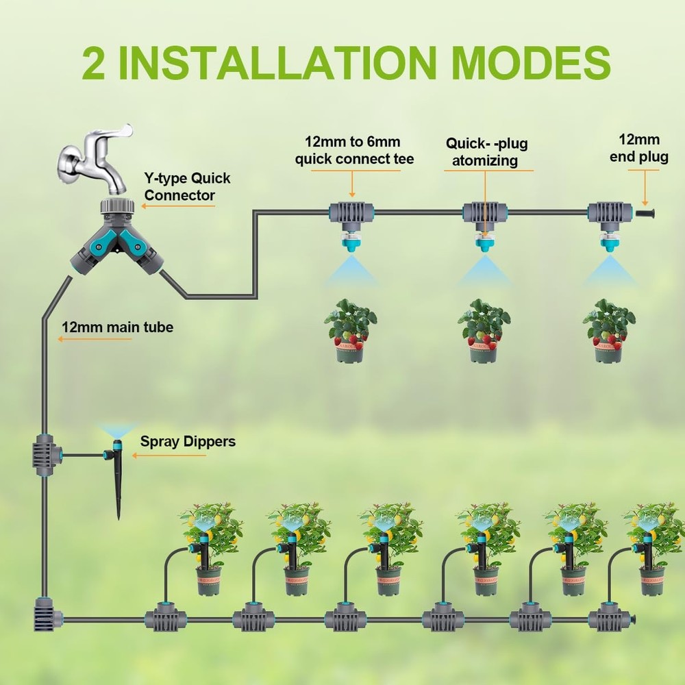 Drip Irrigation Kit 97FT Automatic Garden Watering System Quick Connect