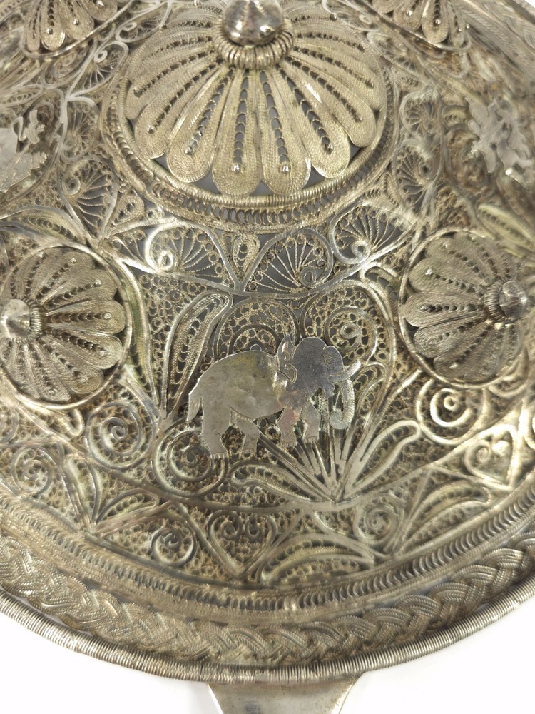 Antique Mid Eastern Solid Sterling Silver Filagree Shield St. George St. Mark