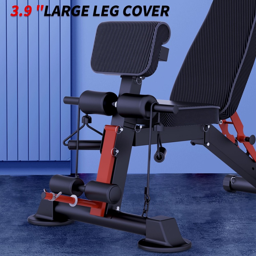 Folding Adjustable Workout Bench, 800LBS Capacity for Home Gym, Compact Storage