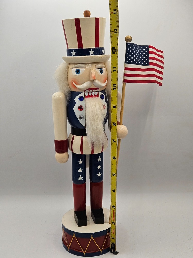 Vintage Decorative Nutcracker Red White & Blue Uncle Sam Patriotic Nutcracker