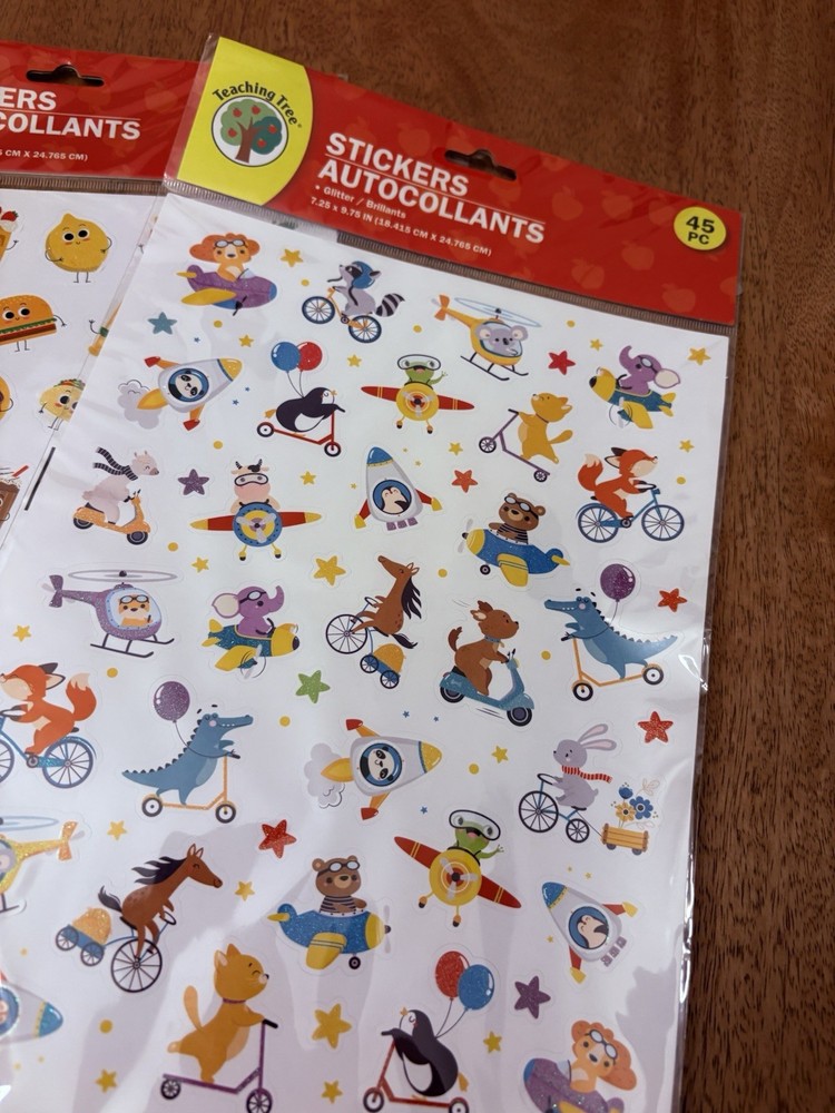 Teaching Tree Assorted Animals Stickers 300 Pcs Plus 3-45 Pc Packs