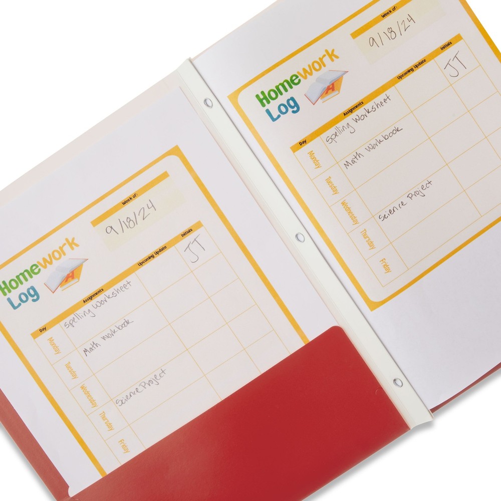 (10 Pack) 3-Prong Paper Folder, Solid Red Color, Letter Size