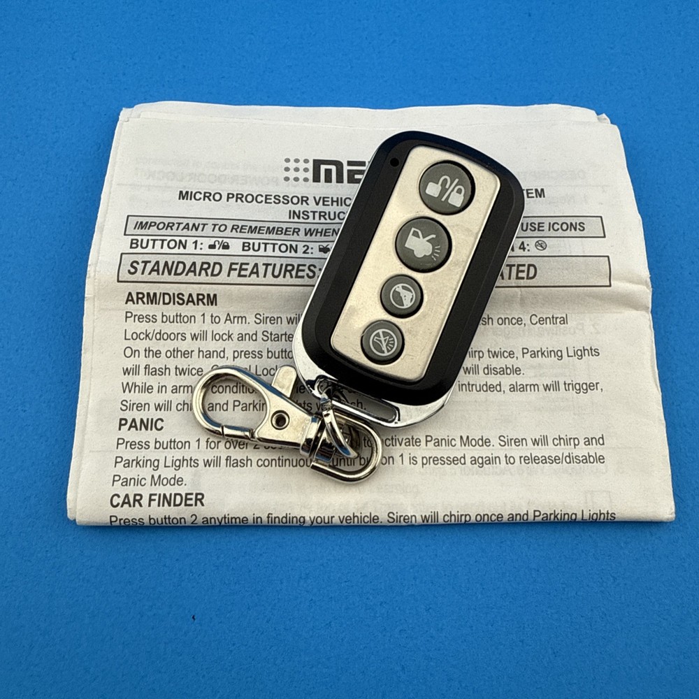 NEW OPEN BOX METRIK 4-BUTTON VEHICLE SECURITY ALARM REMOTE w/ PROGRAMMING