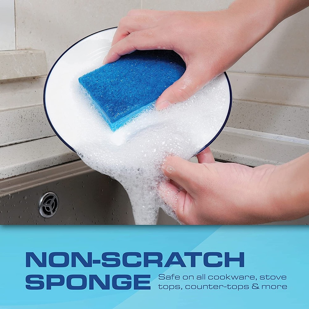 48 Pack Kitchen Sponges Blue Dishwashing Sponges for Bulk Cleaning