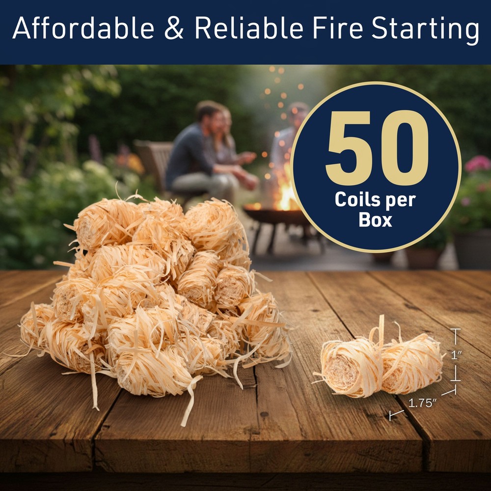Fire Starter 50-Pack Natural Fire Starters Wood Firestarter Camping Essentials
