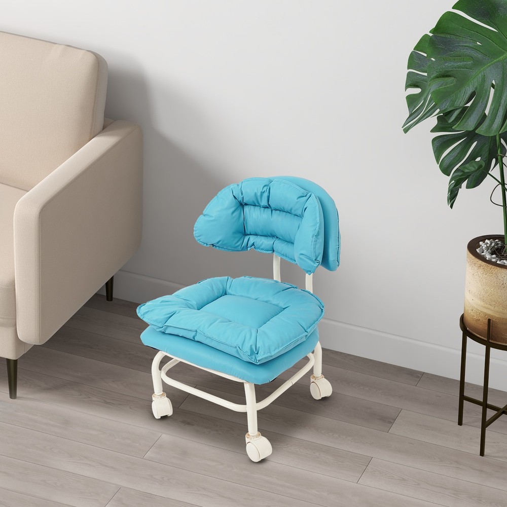 Rolling Stool with Back Rest, Heavy Duty Rolling Stool, Blue Roller Chair