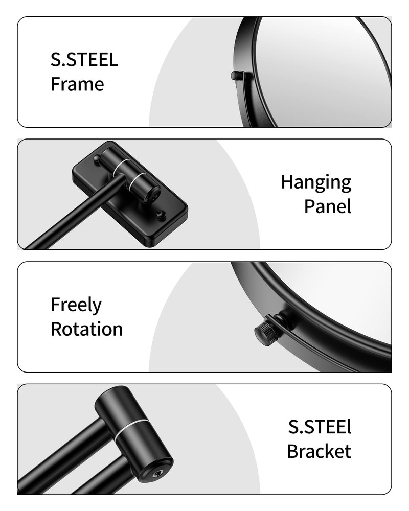 9" Large Size Wall Mount Magnifying Mirror, 1X/10X Magnification Double-Sided...