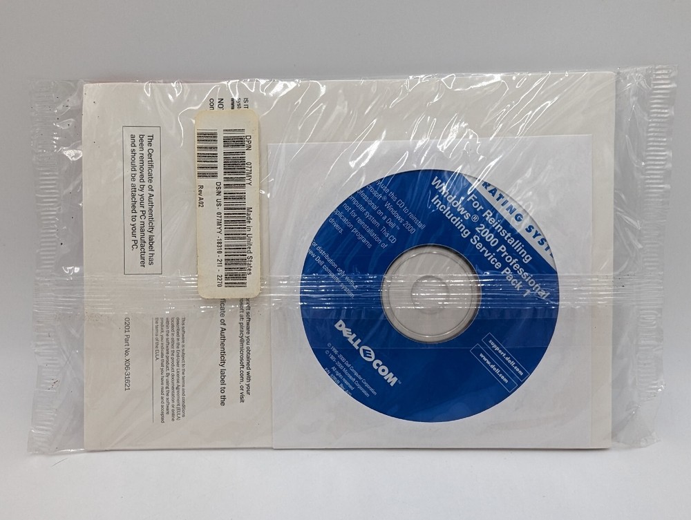 Dell Microsoft Windows 2000 Professional Reinstallation CD W2K+SP1 in Packaging
