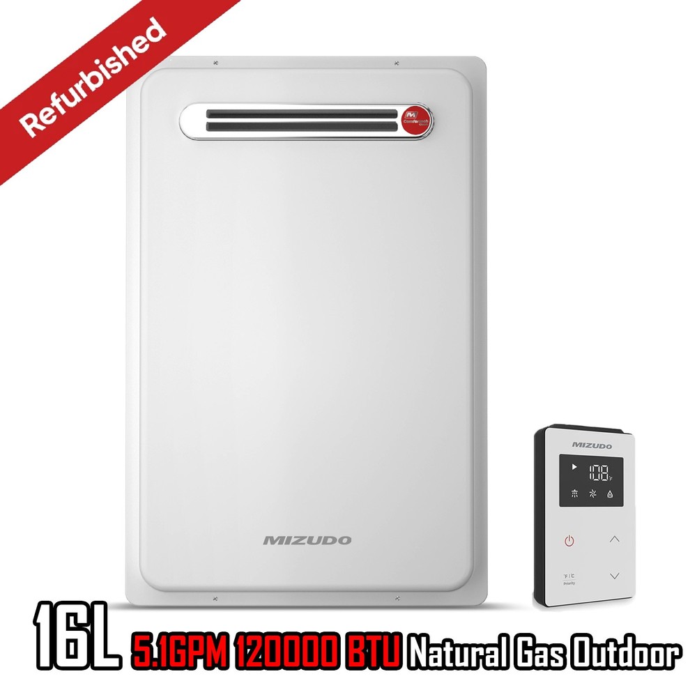 【90% NEW】Natural Gas Tankless Water Heater Outdoor - 16L 5.1GPM 120K BTU