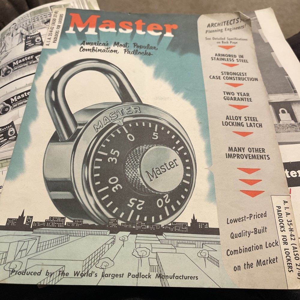 Master Combination Locks brochure catalog 1500 Combination Padlocks For School