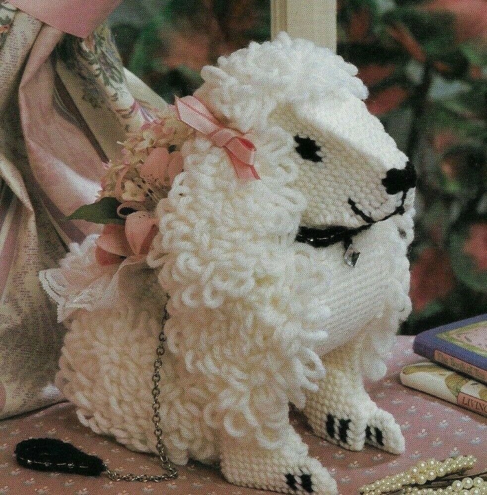 TINY TINA POODLE DOG FLOWER HOLDER PLASTIC CANVAS PATTERN INSTRUCTIONS