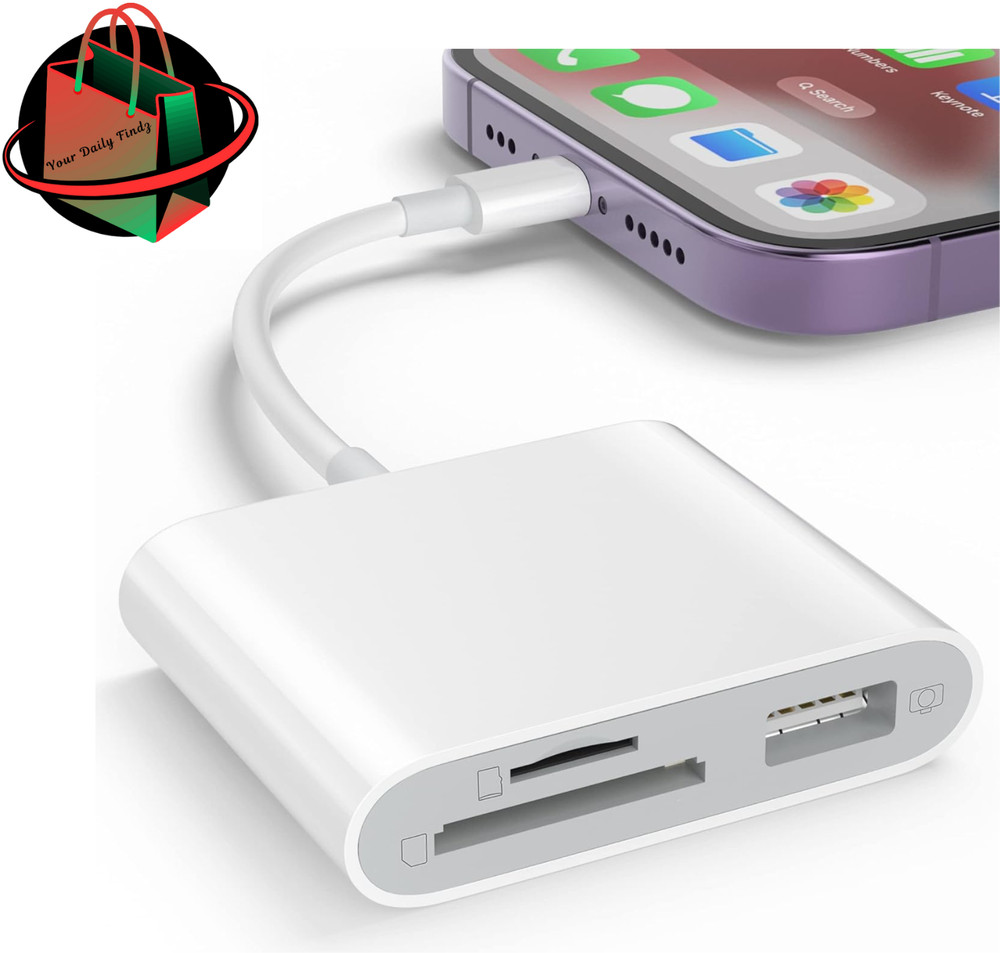 SD Card Reader for iPhone, Memory Card Reader with USB Camera Adapter Plug and P