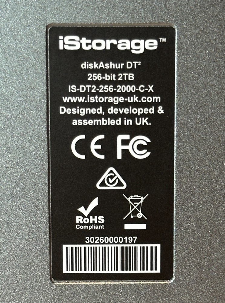 iStorage diskAshur DT2 256-bit 2TB USB 3.1 SECURE ENCRYPTED DESKTOP Hard Drive