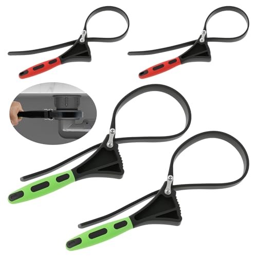 4 Pack Rubber Strap Wrench Set, Adjustable Oil Filter Wrench Max Diameter 4 PCS