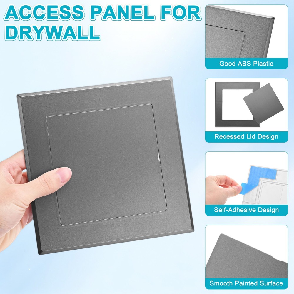 2-Pack Access Panel for Drywall, 5x5" Plastic Removable [Grey, Square]