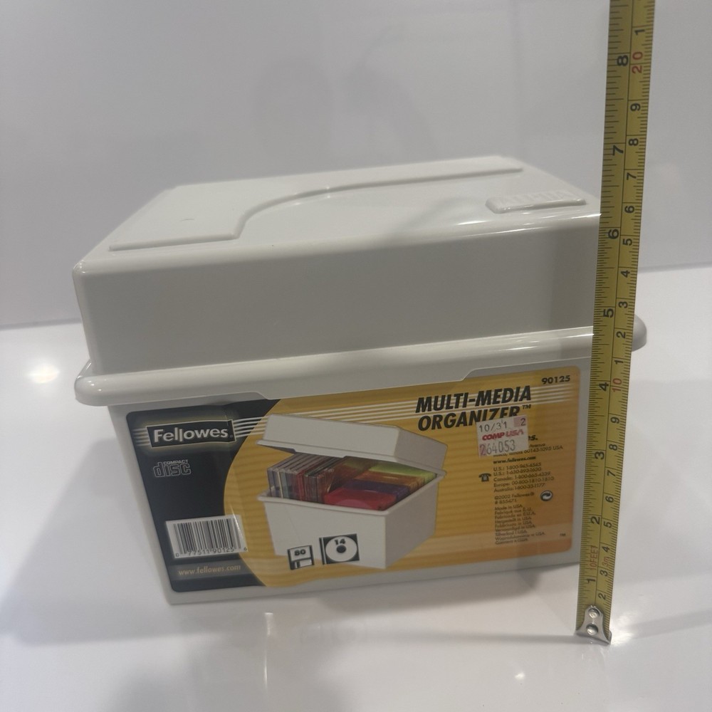 Fellowes Multi Media Organizer Storage Box CD Diskette Case w Lid