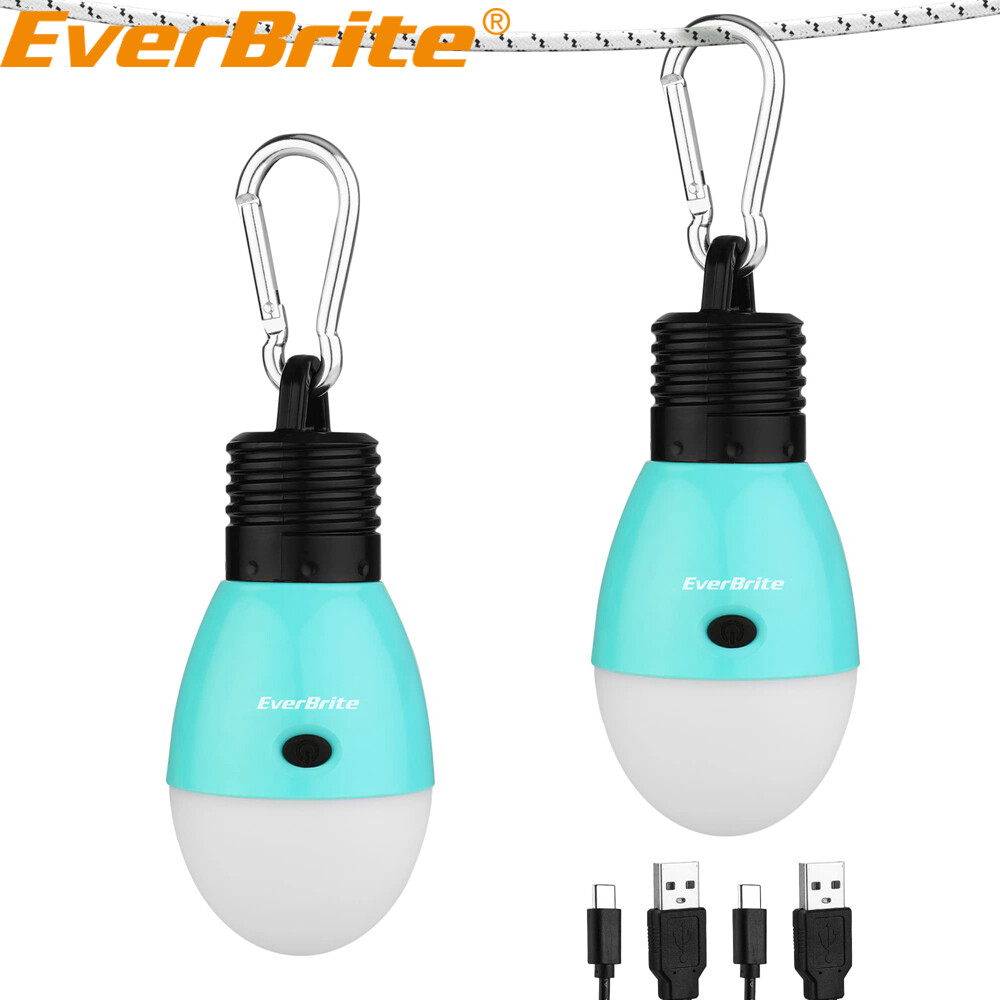 EverBrite 2PACK Rechargeable Camping LED Bulb 3 Lighting Mode USB LED Tent Light