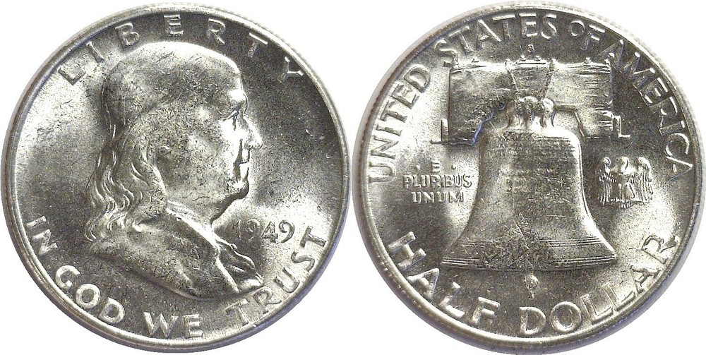 1949-S 50C Franklin Silver Half Dollar Uncirculated